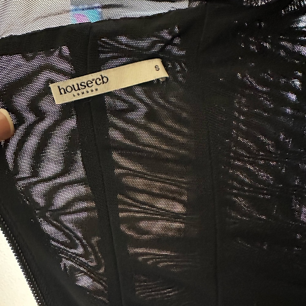 House of CB Black Corset Top with Sheer Sleeves - Picture 5 of 5